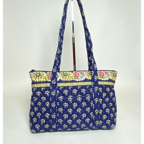 Vera Bradley Maison Blue Tote Shoulder Bag Purse Floral Quilted Double Handles - Picture 1 of 7